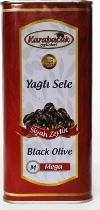 Karabacak Zeytin Mega Yağlı Sele Zeytin 1 Kg Teneke Kutu