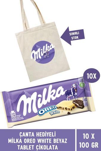 Çanta Hediyeli Milka Oreo White Beyaz Tablet Çikolata 100 gr - 10 Adet