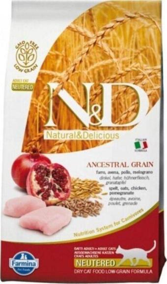 N&D A.grain Düşük Tahıllı Tavuklu Ve Narlı Kısırlaştırılmış Yetişkin Kedi Kuru Maması 1.5 Kg