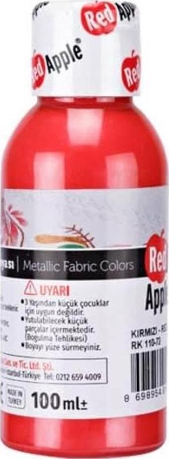 Red Apple Metalik Kumaş Boyası 100 ml Kırmızı