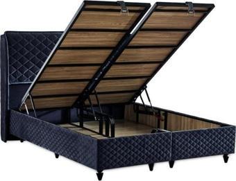 Baklava Lüks Baza ve Başlık Seti 140x190 cm Çift Kişilik Metal Baza ve Başlık Takımı Antrasit Kumaş