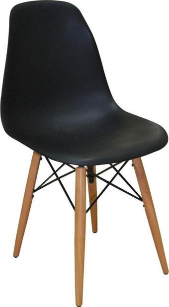 Woodesk Luna Ağaç Ayaklı Modern Siyah Eames Sandalye Snd3006-syh