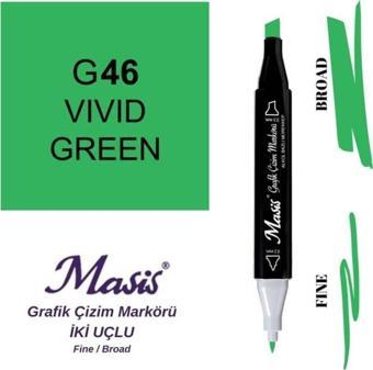 Masis Çift Uçlu Marker Grafik Çizim Kalemi 46 Parlak Yeşil