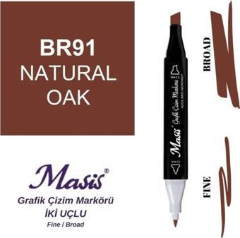 Masis Çift Uçlu Marker Grafik Çizim Kalemi 91 Natürel Meşe
