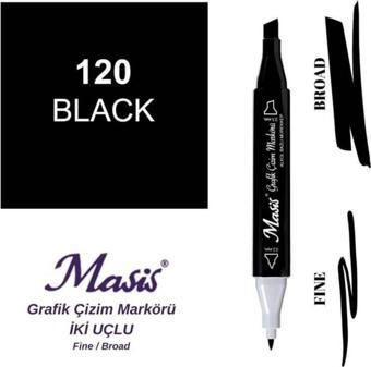 Masis Çift Uçlu Marker Grafik Çizim Kalemi 120 Siyah