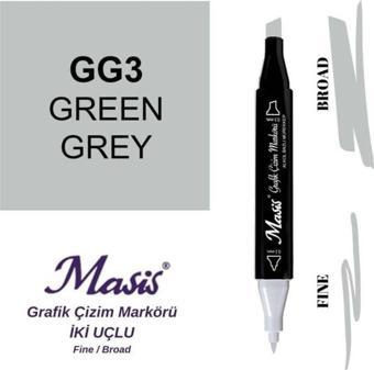 Masis Çift Uçlu Marker Grafik Çizim Kalemi GG3 Yeşilimsi Gri