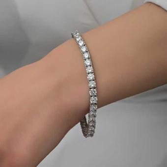 Himarry Gümüş 6 mm Beyaz Taşlı Su Yolu Kadın Bileklik