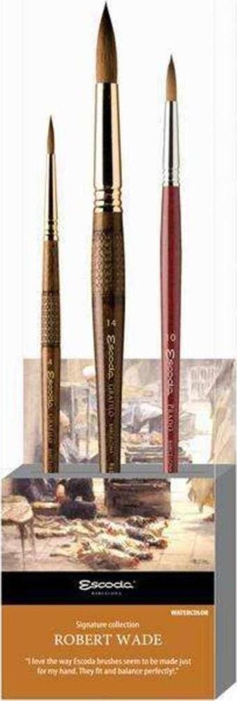 Escoda Robert Wade Samur Kılı 3'Lü Suluboya Fırça Seti N:8610-1