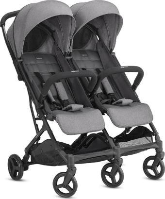 Inglesina Twin Sketch Tek El Tek Hamle ile Katlanıp Açılan İkiz Bebek Arabası Grey