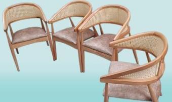Sandalye 90160 İnci Hasır Model Kolçak Geniş Otur Kayın Ayak Kayın Gövde El yapım