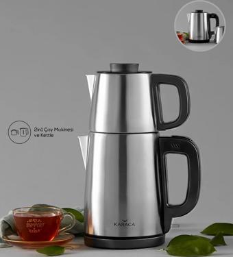 Karaca Tea Break 2 In 1 Çelik Su Isıtıcı Çay Makinesi Inox Siyah