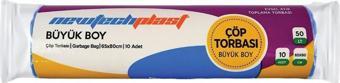 Newtechplast Çöp Torbası, Büyük Boy, Mavi, 65 X 80 cm., 1 Rulo 10 Adet 80 gr. - Mavi