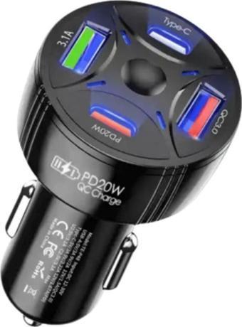 Coofbe Super Şarj 4 Port 55W Araç Şarjı Araç Çakmaklık Şarjı 2x Usb 2x Type-c Araç Şarj Çoklayıcı
