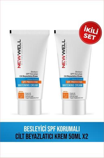 New Well 2 Adet Besleyici SPF Korumalı Cilt Beyazlatıcı Krem 50ML