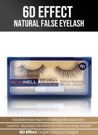 New Well 6D Effect Natural False Eyelash P01 Takma Kirpik