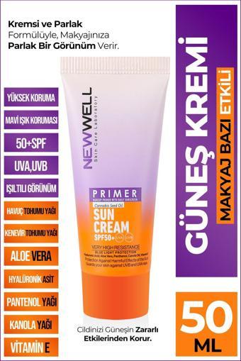 New Well Makyaj Bazı Güneş Kremi 50 SPF+ Aydınlatıcı Etkili Primer Sunscreen 50 ML