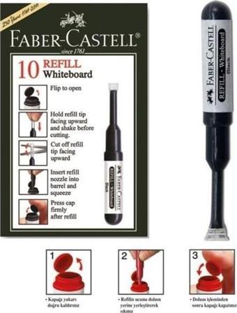Faber-Castell Beyaz Tahta Kalemi Mürekkep Refili 10'lu Kutu SİYAH