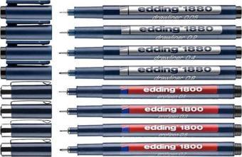 Edding 1800-1880 Teknik Çizim Kalemi 8'li Set SİYAH (0.05 - 0.1 - 0.2 - 0.3 - 0.4 - 0.5 - 0.7 - 0.8)