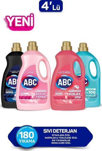 ABC SIVI DETERJAN SETİ 2,7Lx4(Renkliler, Siyahlar, Narinler, Sık Yıkananlar)