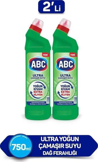 ABC ULTRA ÇAMAŞIR SUYU DAĞ FERAĞLIĞI 750 ML 2'Lİ