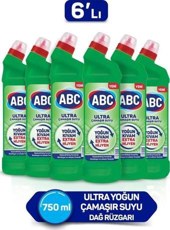 ABC ultra Çamaşır Suyu 750 ml Dağ Ferağlığı 6'lı Paket