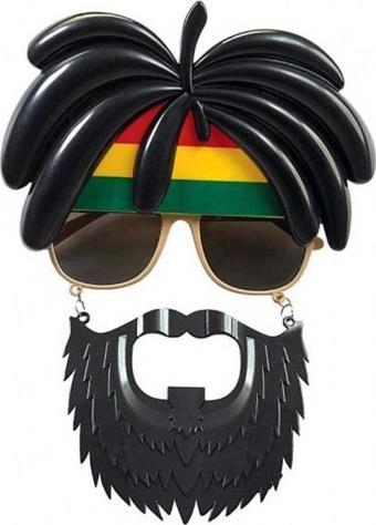 Rasta Peruklu Rasta Sakallı Bob Marley Bıyıklı Parti Gözlüğü 27x18 cm