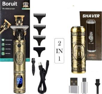 Boruit Pro 2 İN 1 Vintage Tıraş Makinesi Şarjlı Dijital Göstergeli Aliminyum Gövde