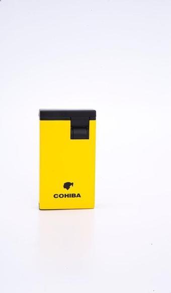 Cohiba Çift Torch Pürmüz Sarı-Siyah Metal Puro Çakmağı