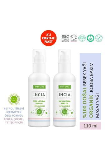 INCIA %100 Doğal Bebek Yağı Organik Jojoba Bakım Masaj Yağı Parafinsiz Bitkisel Vegan 110 ml X2 Adet
