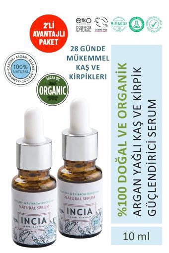 INCIA %100 Doğal Kaş Ve Kirpik Güçlendirici Serum Bitkisel Yoğunlaştırıcı Yoğun Bakım Yağı 10 ml X2 Adet