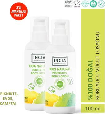 INCIA %100 Doğal Koruyucu Vücut Losyonu Sprey Yenidoğan Bebek Çocuk Limon Okaliptus Vegan 100 ml X2 Adet