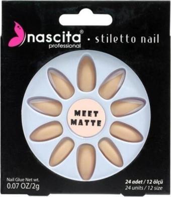 Nascita Stiletto Matte French Nails Takma Tırnak 