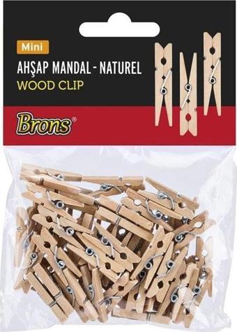 Brons Ahşap Mandal Naturel Mini BR-909