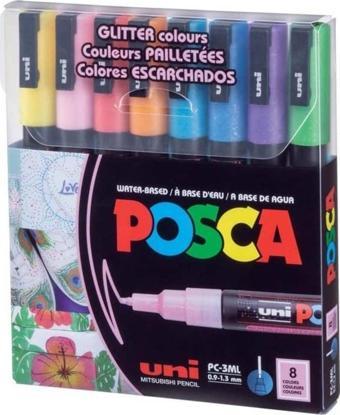 Uni Posca PC-3M Boyama Markörü 0.9-1.3 mm 8'li Set Simli Renkler