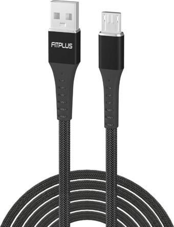 FitPlus Strong ST-111 Micro USB Data/Şarj Kablosu 3A 1mt Örgü - Siyah