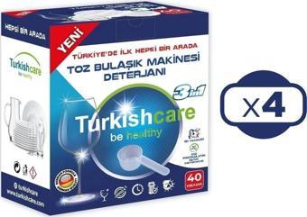 Turkishcare Hepsi Bir Arada Toz Bulaşık Makinesi Tablet Deterjanı 40 Yıkama x 4 Adet