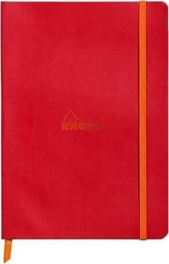 Rhodia Boutique Rodiarama Çizgili Defter A6 İtalyan Deri Kırmızı Yumuşak Kapak 105x148 mm 90 gr 72 Yaprak