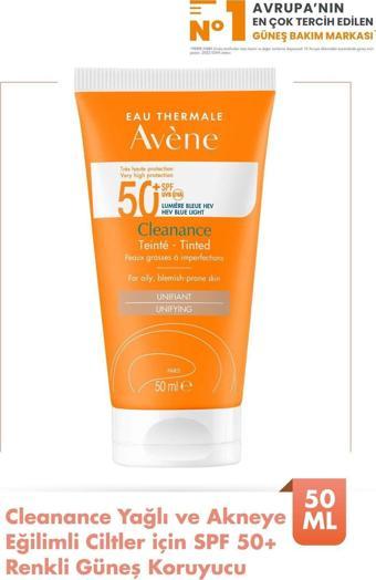 Avene Cleanance Tinted Spf 50+ Yağlı Ve Akneye Eğilimli Ciltler İçin Renkli Güneş Kremi 50 Ml