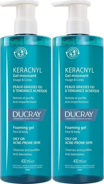 Ducray Keracnyl Gel Yağlı Ve Akneli Ciltler Için Temizleme Jeli 400Ml 2 Adet