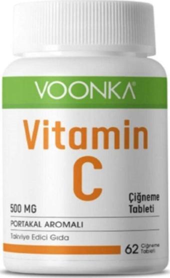 Voonka Enerji Oluşum Metabolizmasına Katkı Sağlayan C Vitamin 62 Çiğneme Tableti