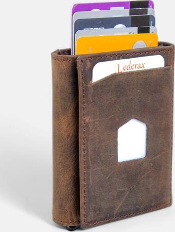 Lederax Vintage Crazy Deri Mekanizmalı Kartlık Cüzdan LD490