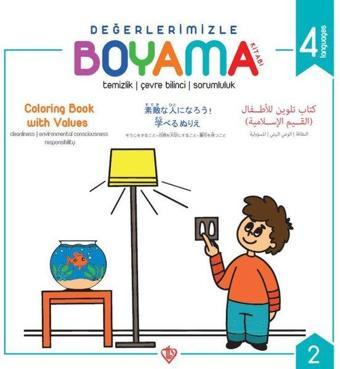 Temizlik Çevre Bilinci Sorumluluk - Değerlerimizle Boyama Kitabı - Arzu Akgün - Türkiye Diyanet Vakfı Yayınları