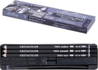 Cretacolor Nero Deep Black Pocket Set Profesyonel Çizim Seti 7 Parça Metal Kutu (400 08)