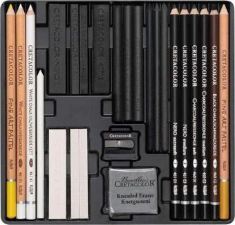 Cretacolor Wolf Box Drawing Set Profesyonel Çizim Seti 25 Parça Metal Kutu (91400-2602)