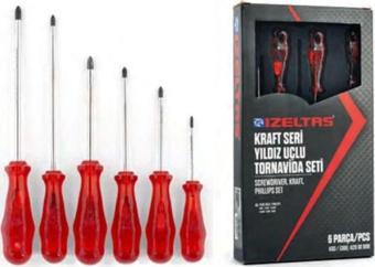 İzeltaş 4120008106 Kraft Seri Yıldız Uçlu Tornavida Takımı 6 Parça