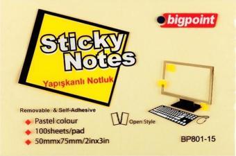 Bigpoint Yapışkanlı Not Kağıdı Sarı 50x75mm (BP801)