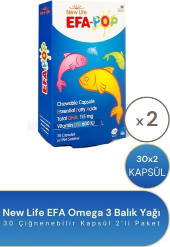 New Life EFA Pop Omega-3 Balık Yağı 30 Çiğnenebilir Kapsül 2'li Paket