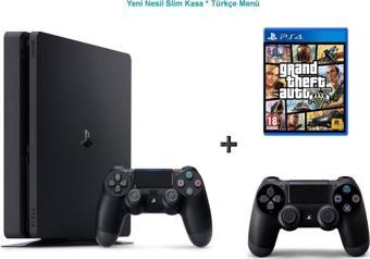 Sony PS4 Slim 500 GB Oyun Konsolu + Gta 5 + 2. Kol