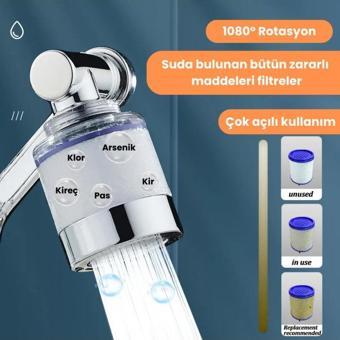 Filtreli 1080 Derece Dönebilen Krom Kaplama Musluk Ucu