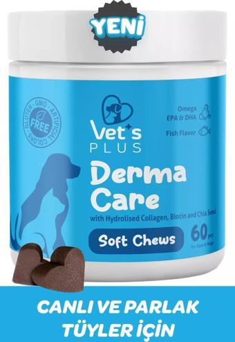 Vet's Plus Derma Care Çiğnenebilir Tablet 60'lı (Kedi ve Köpekler için Deri ve Tüy Sağlığı Destekleyici)